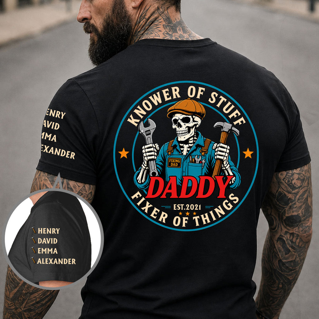 Custom Father's Day, Special Gift for Dad & Grandpa • Fixing Dad - Personalized Shirt With Design On Sleeve
