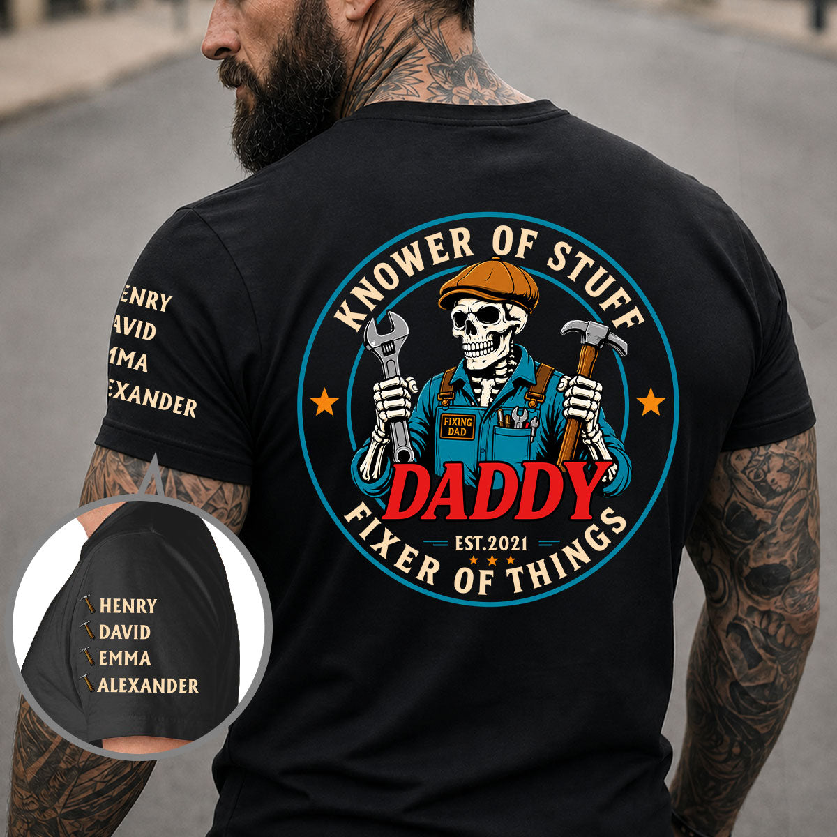 Custom Father's Day, Special Gift for Dad & Grandpa • Fixing Dad - Personalized Shirt With Design On Sleeve
