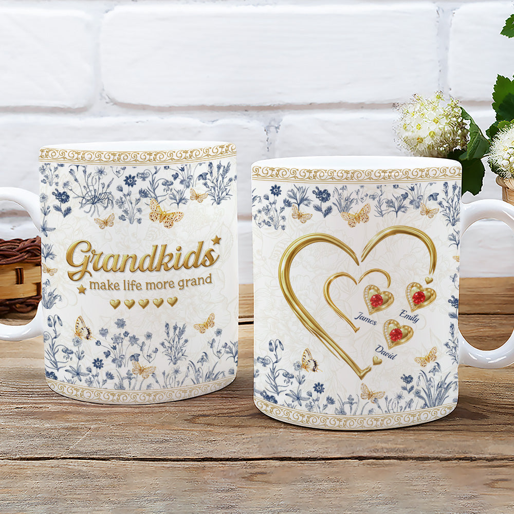 Custom Mother's Day Gift for Mom & Grandma • Grandkid Make Life More Grand - Personalized 3D Inflated Effect Mug