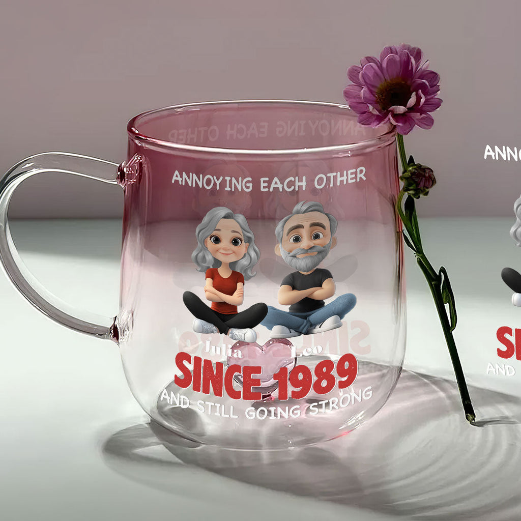 Custom Anniversary Keepsake Gifts For Couple • Together Forever - Personalized Pink Gradient Glass Mug