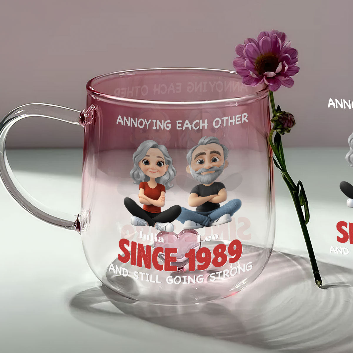 Custom Anniversary Keepsake Gifts For Couple • Together Forever - Personalized Pink Gradient Glass Mug