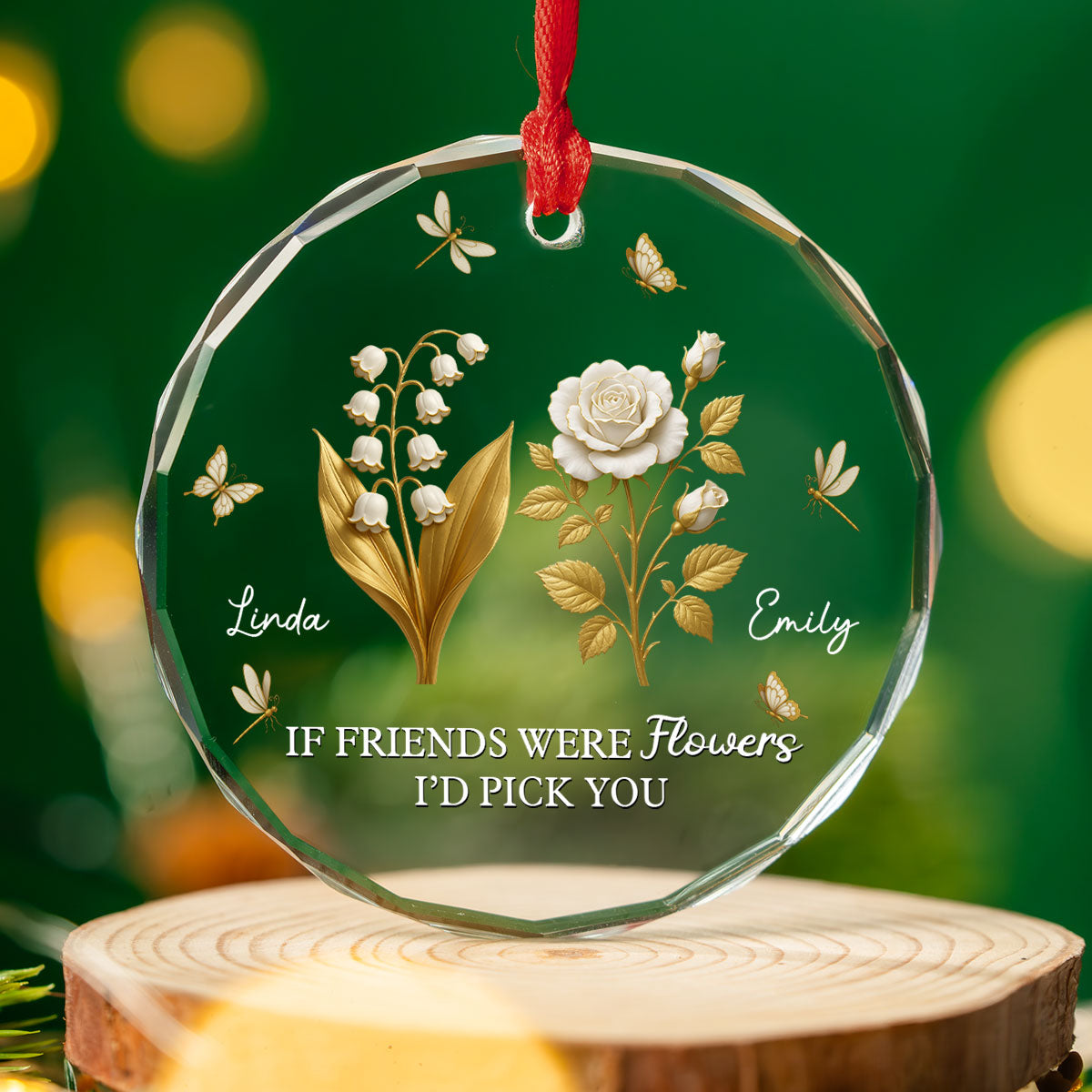 Custom Friendship Christmas Ornament, Best Friend Gift •  Pick You - Personalized Glass Ornament