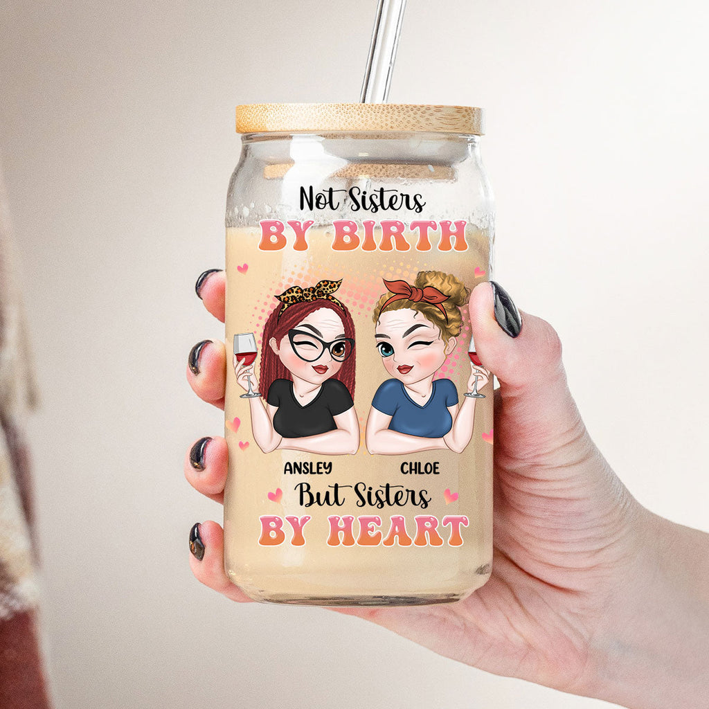 Sisters By Heart - Personalized Glass Can