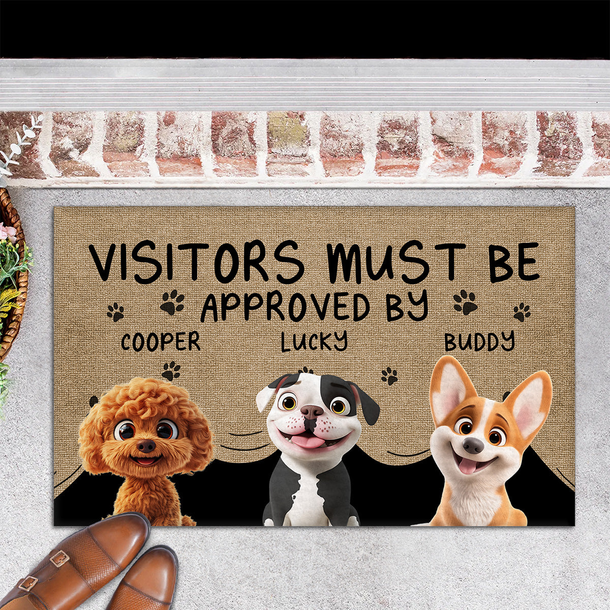 Approved By Dog Cartoon - Personalized Doormat