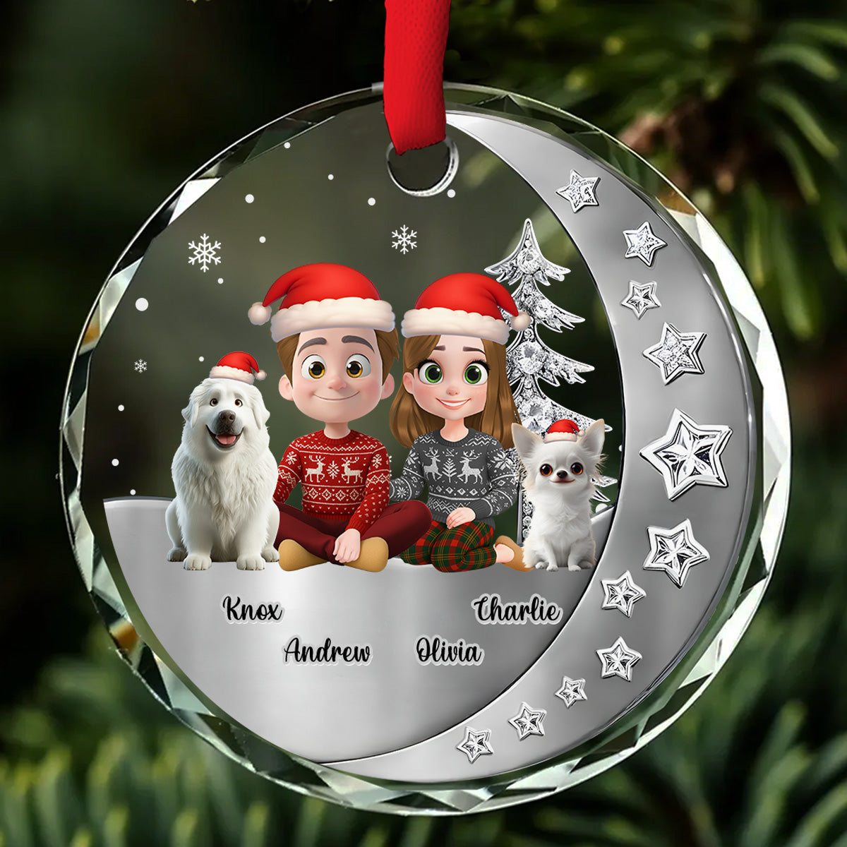 Custom Keepsake Christmas Ornament •  Beside Each Other - Personalized 3D Effect Glass Ornament