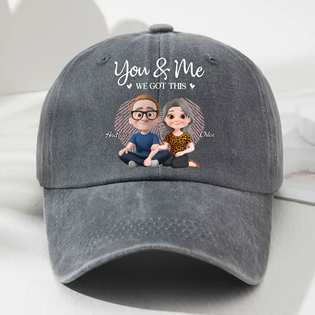 You And Me We Are Together - Personalized Vintage Washed Denim Cap