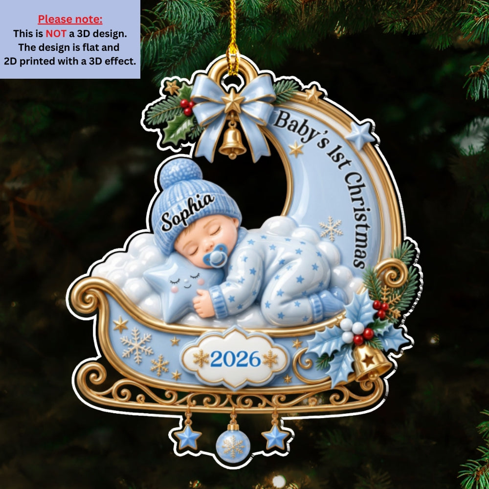 Custom Baby First Christmas Ornament for New Parents •  Tiny Miracle Arrived - Personalized 3D Effect Acrylic Ornament