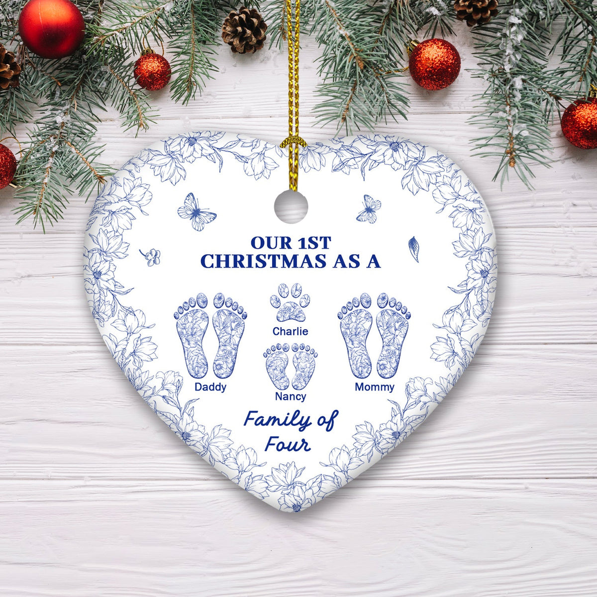 Custom Keepsake Christmas Ornament •  Grateful To Have Family - Personalized Ceramic Ornament