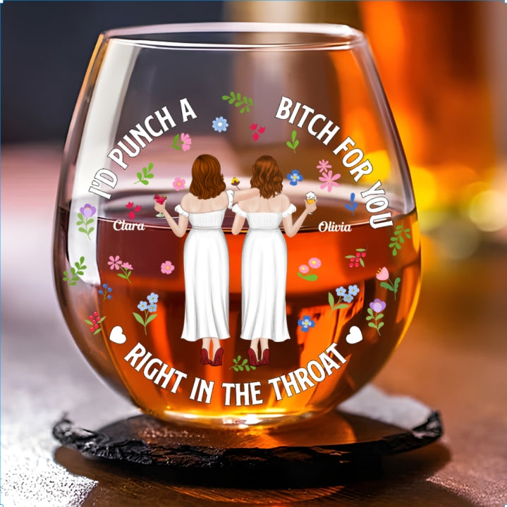 Punch Bitch Besties - Personalized Wine Glass