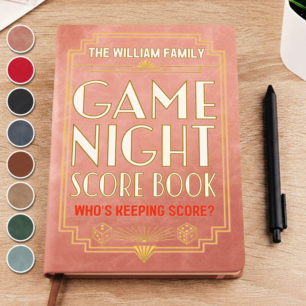 Custom Game Night Score Book For Family, Couples, Grandparents, Board Game Lover • Game Night Game Log - Personalized Leather Journal