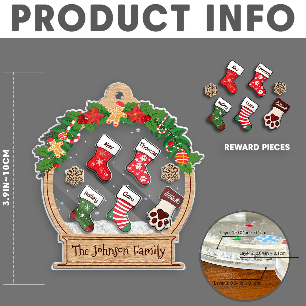 Custom Family Ornament, Christmas Gift for Family Members •  Funny Stocking - Personalized Acrylic Shaker Ornament