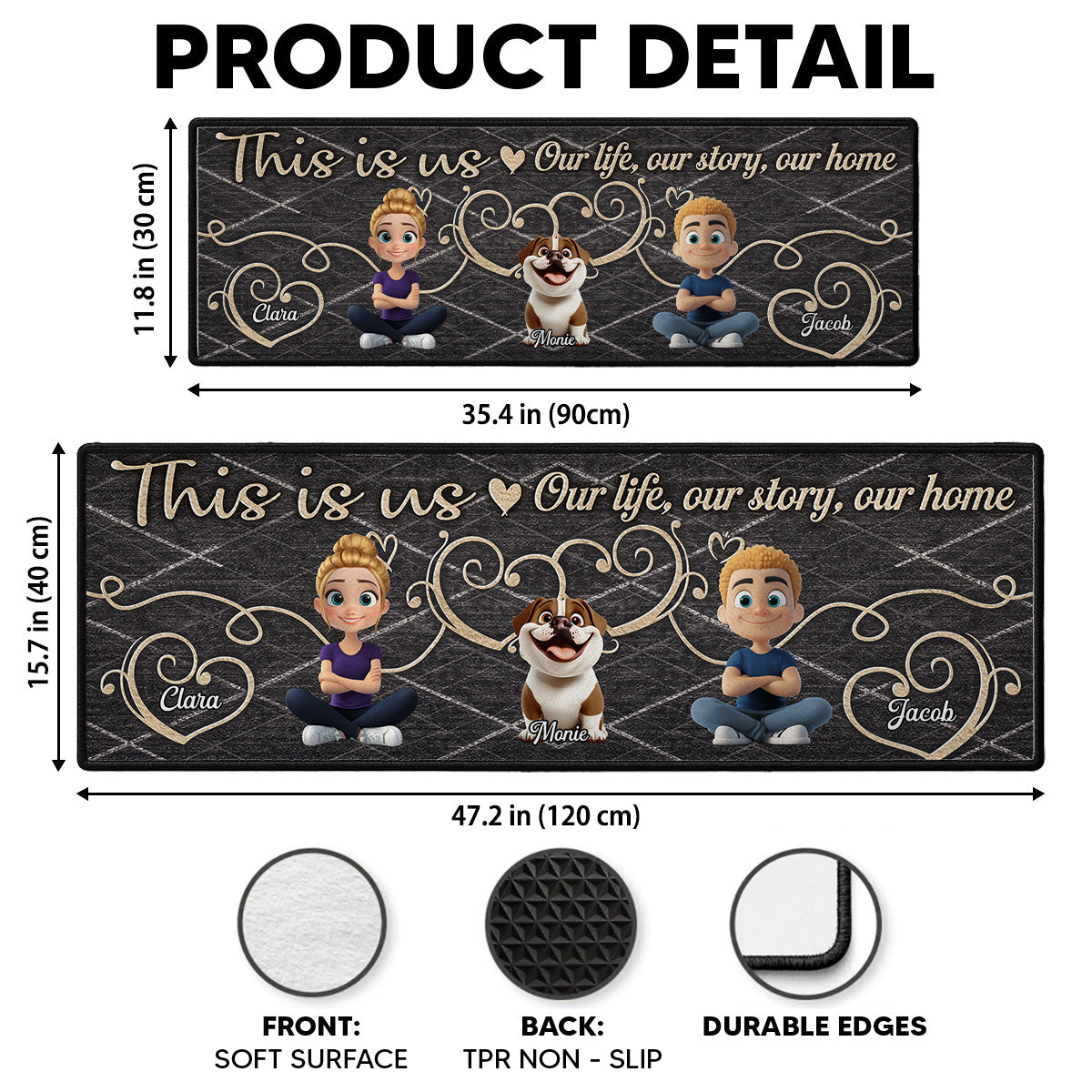 Custom Family Name Rug, Housewarming Birthday Gift For Family Members • Home Sweet Home - Personalized Runner Rug