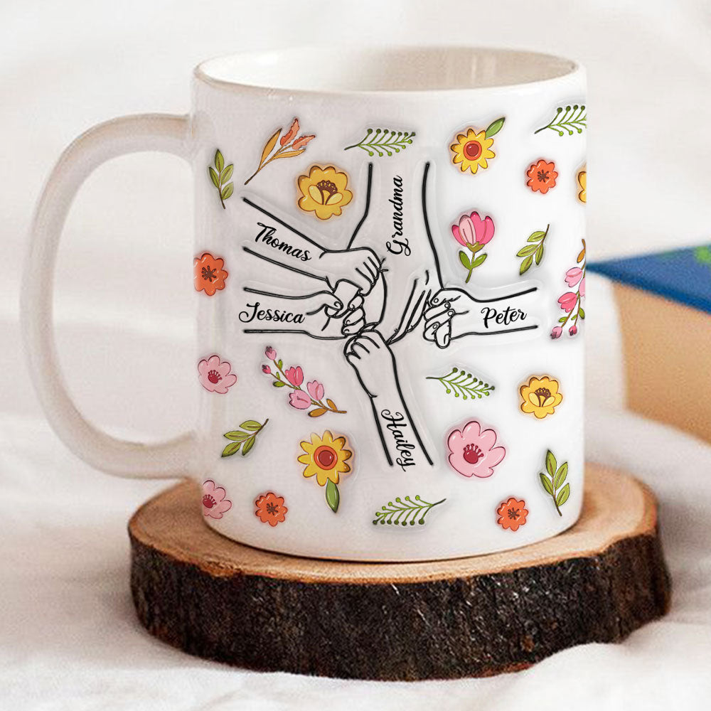 Custom Christmas & Birthday Gift For Grandma • Holding Hands Grandma - Personalized 3D Inflated Effect Mug