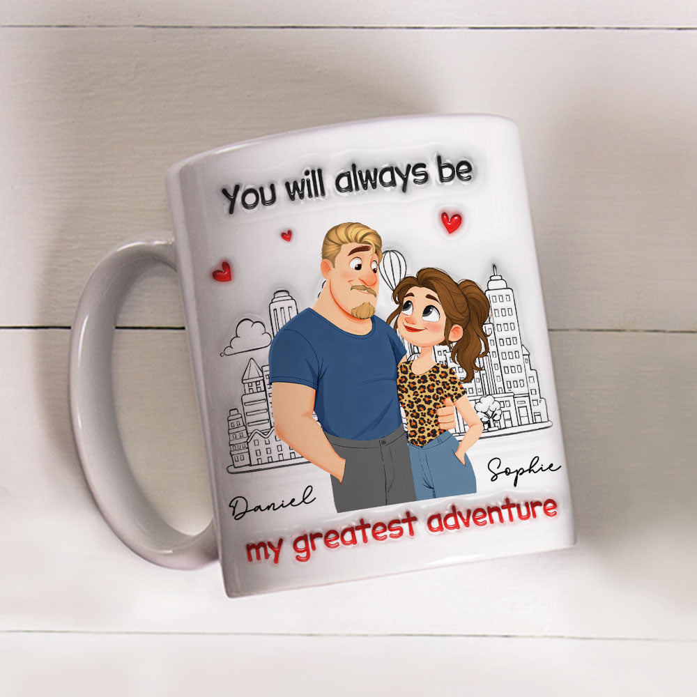 Custom Anniversary Keepsake Gifts For Couple • My Greatest Adventure - Personalized 3D Inflated Effect Coffee Mug