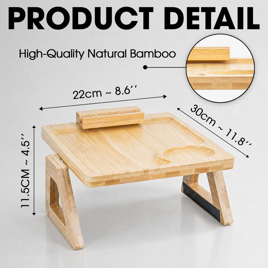 Beer And Snacks Hands Off - Personalized Engraved Wooden Couch Arm Table