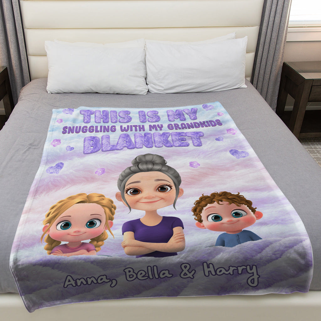 This Is My Snuggling With My Grandkids Blanket - Personalized Fleece Blanket