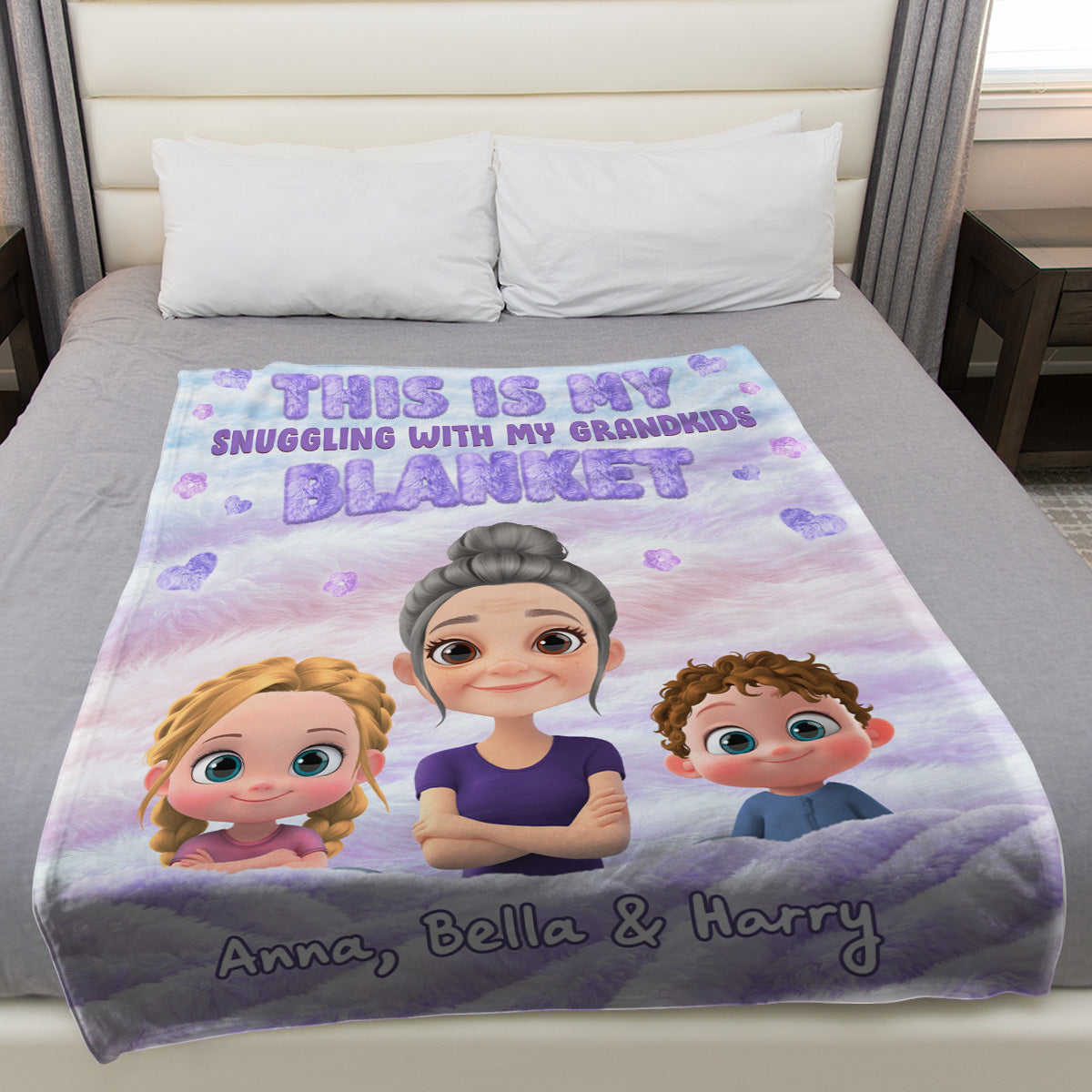 This Is My Snuggling With My Grandkids Blanket - Personalized Fleece Blanket