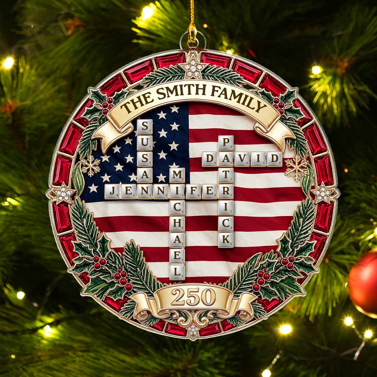 Custom Keepsake Christmas Ornament •  Special Names Crossword - Personalized Acrylic Ornament