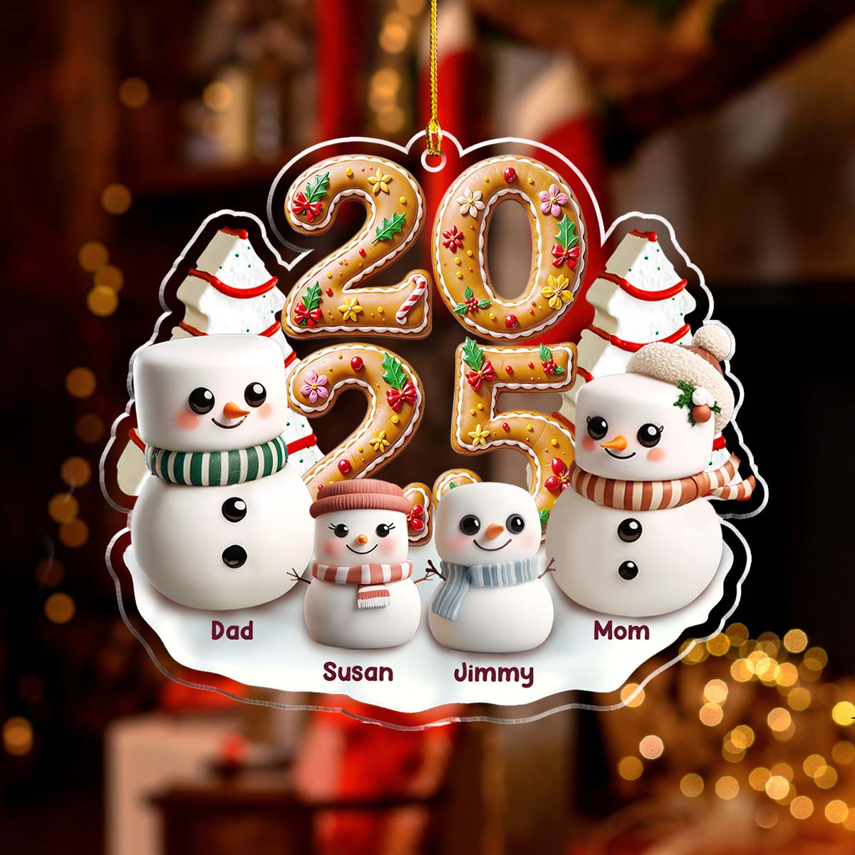 Custom Family Ornament, Christmas Gift for Family Members •  Candyland Family Gathering - Personalized Acrylic Ornament