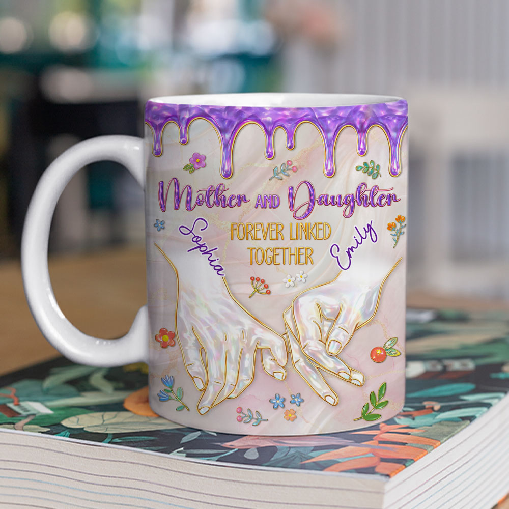 Custom Mother's Day Gift for Mom & Grandma • Forever Linked Together - Personalized 3D Inflated Effect Mug