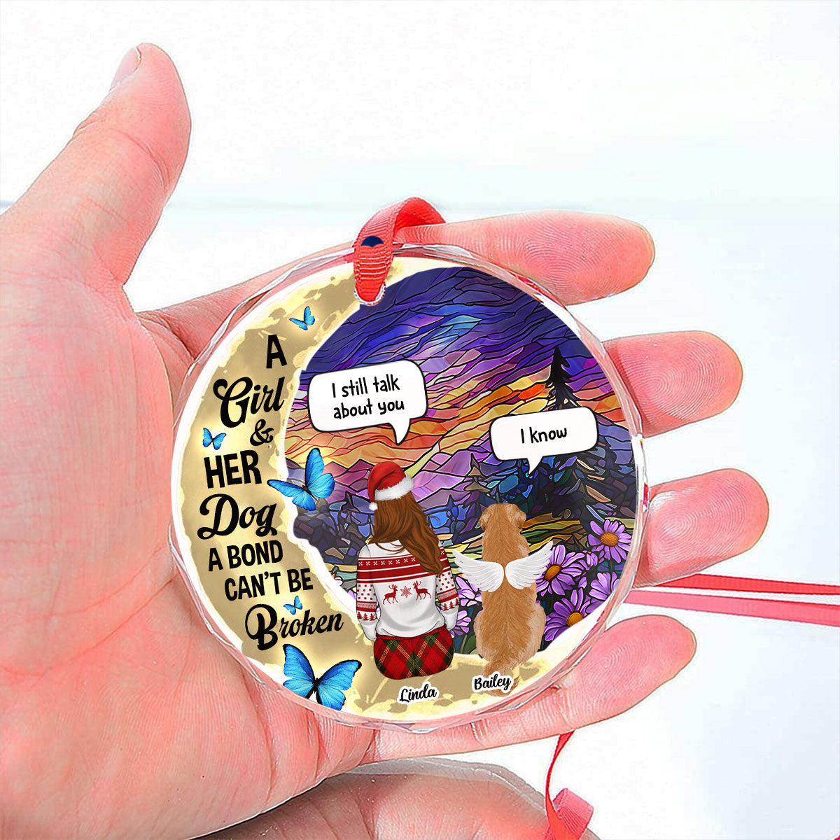 Custom Keepsake Christmas Ornament •  Forever In My Heart - Personalized Glass Ornament