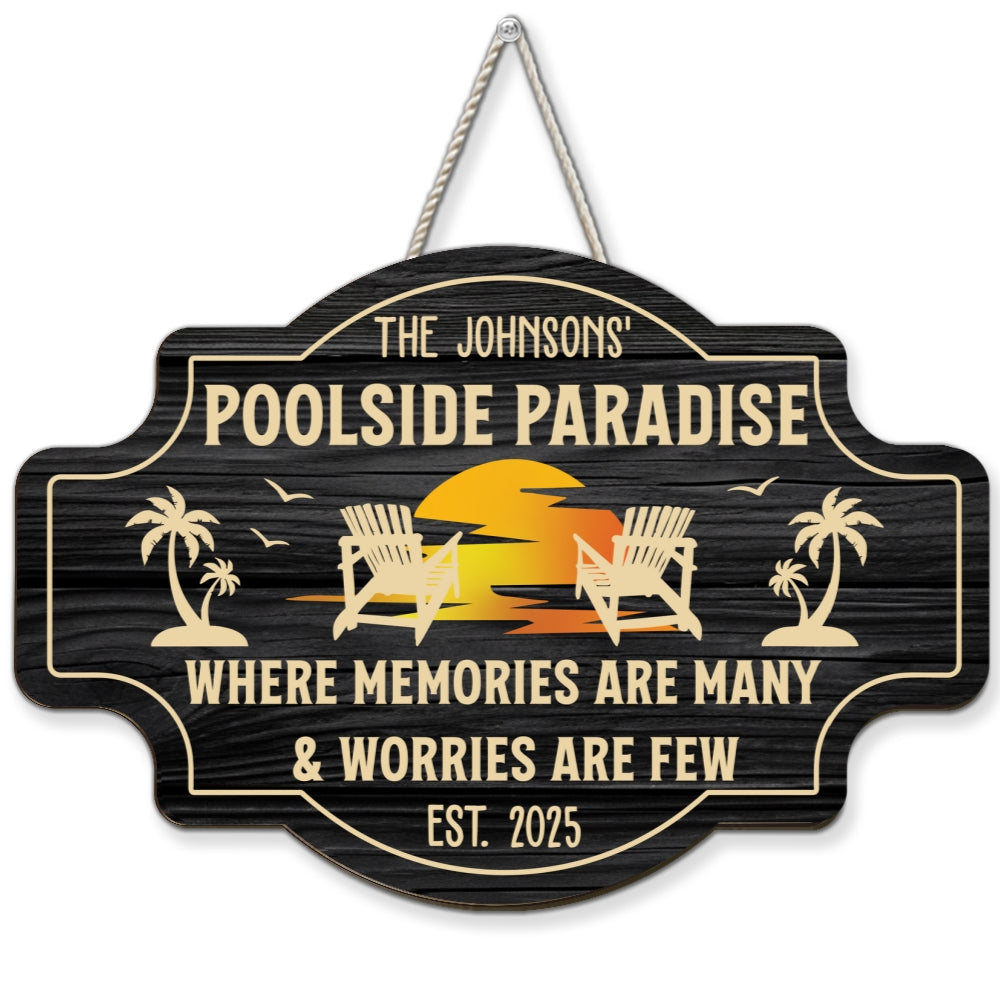 Custom Family Summer Backyard, Patio & Porch Decor • Where Memories Are Many - Personalized Wood Sign