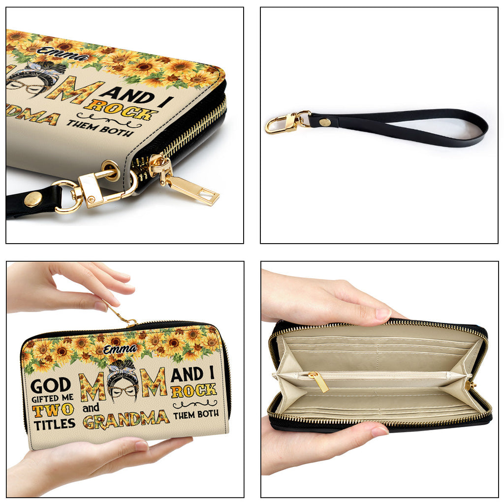 God Gifted Me Two Titles Mom & Grandma - Personalized Leather Wallet