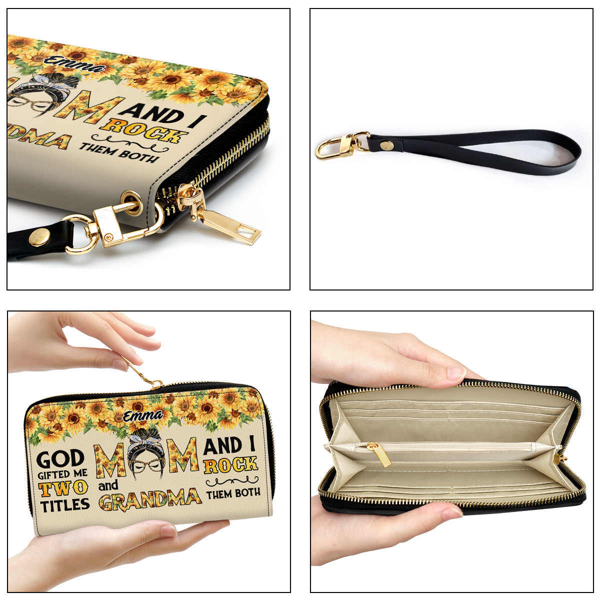 God Gifted Me Two Titles Mom & Grandma - Personalized Leather Wallet
