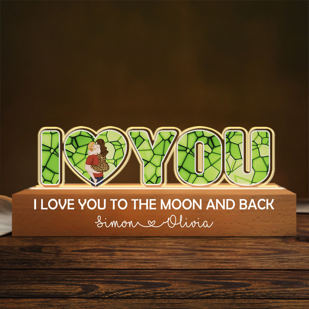 Custom Couple Gift for Anniversary, Valentine's Day, Christmas • I Love You To The Moon And Back - Personalized Acrylic 3D LED Night Light