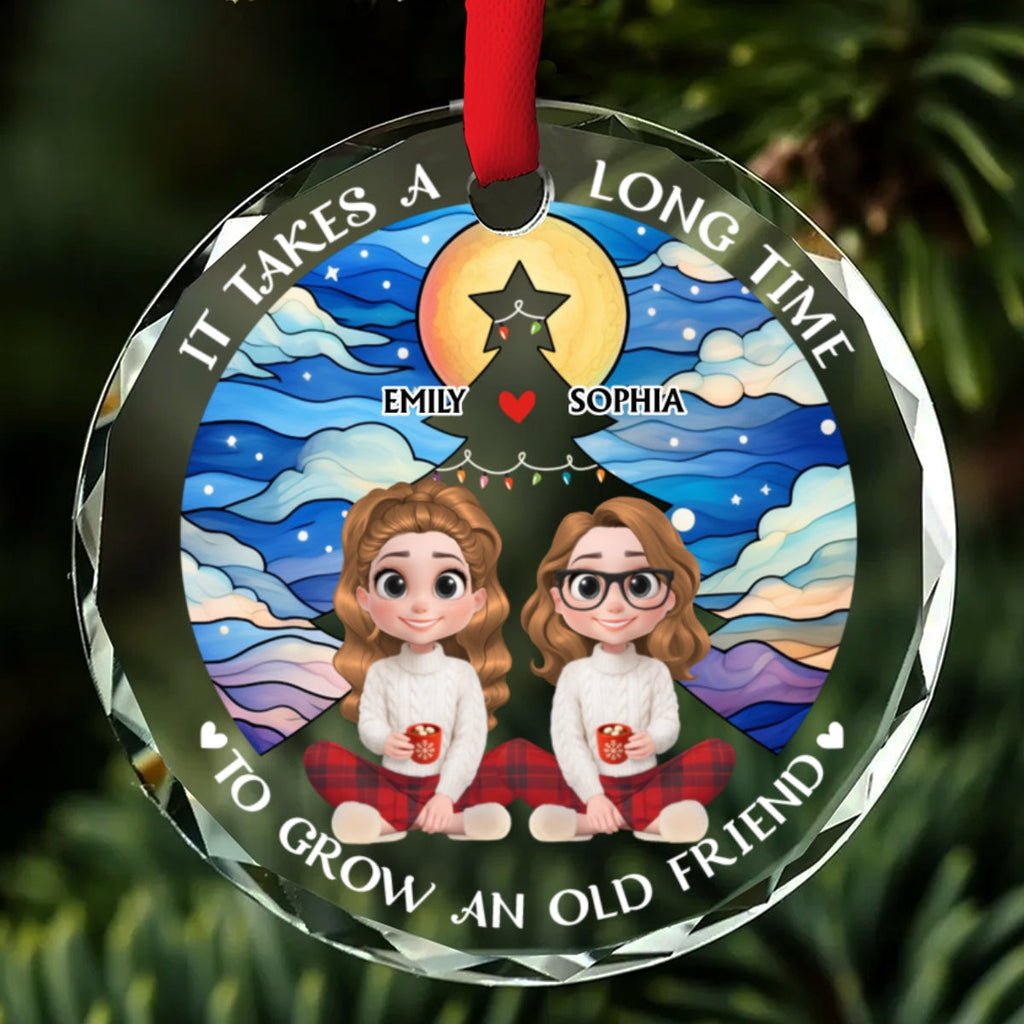 Custom Friendship Christmas Ornament, Best Friend Gift •  New Year Old Bestie - Personalized Glass Ornament