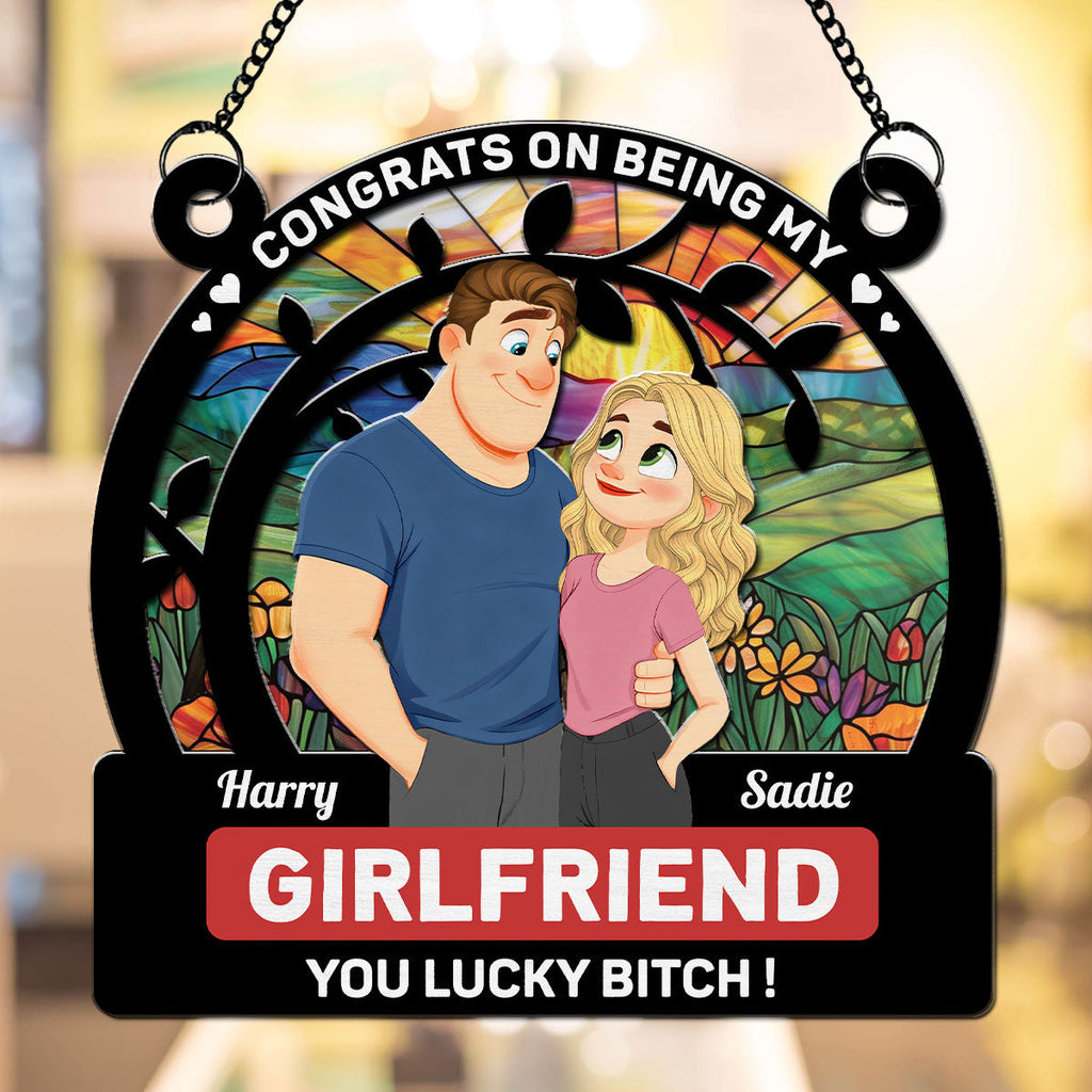 Custom Couple Hanging Decor, Anniversary Valentine's Day Gifts • Love Is You - Personalized Suncatcher