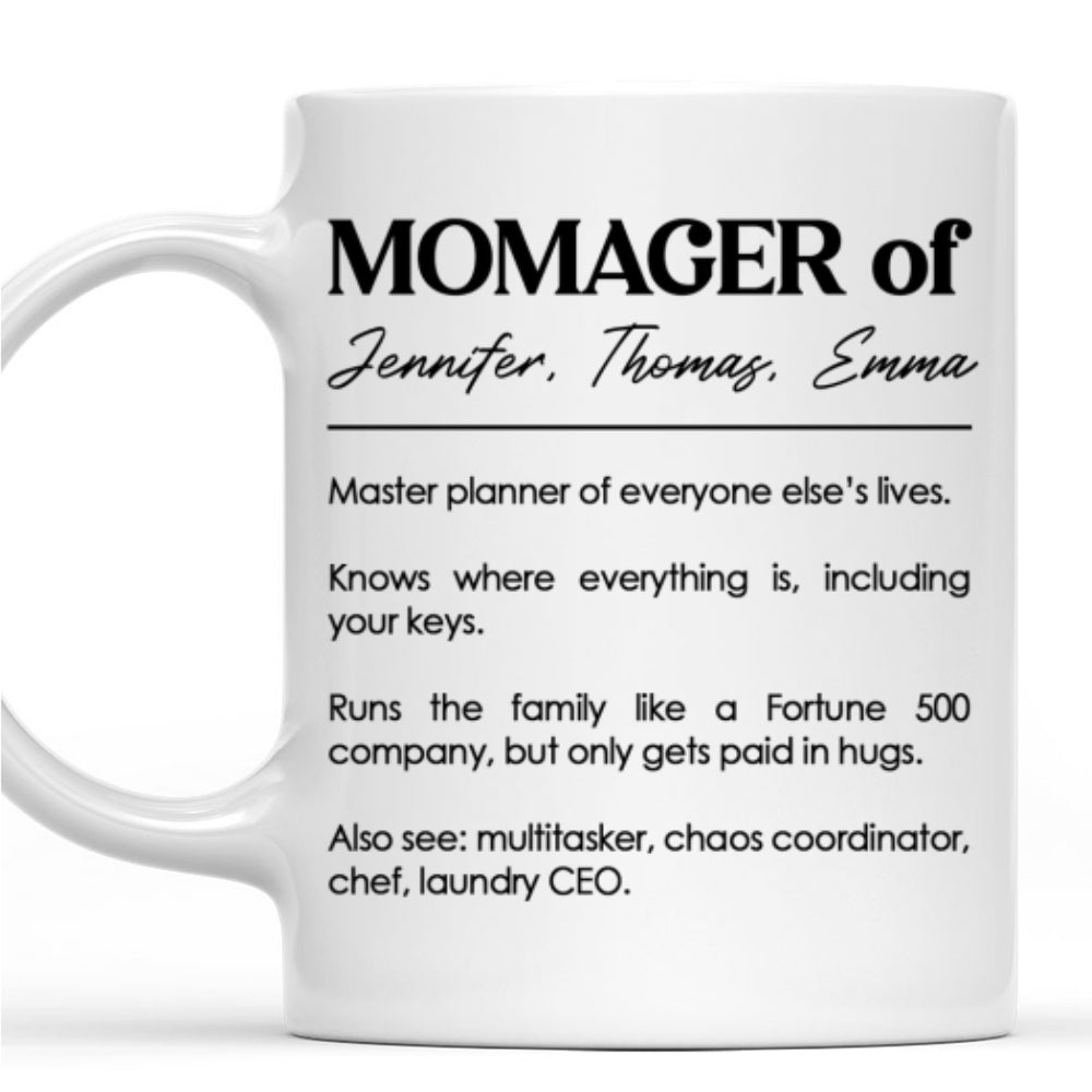 Custom Christmas & Birthday Keepsake Gift • Momager - Personalized Coffee Mug