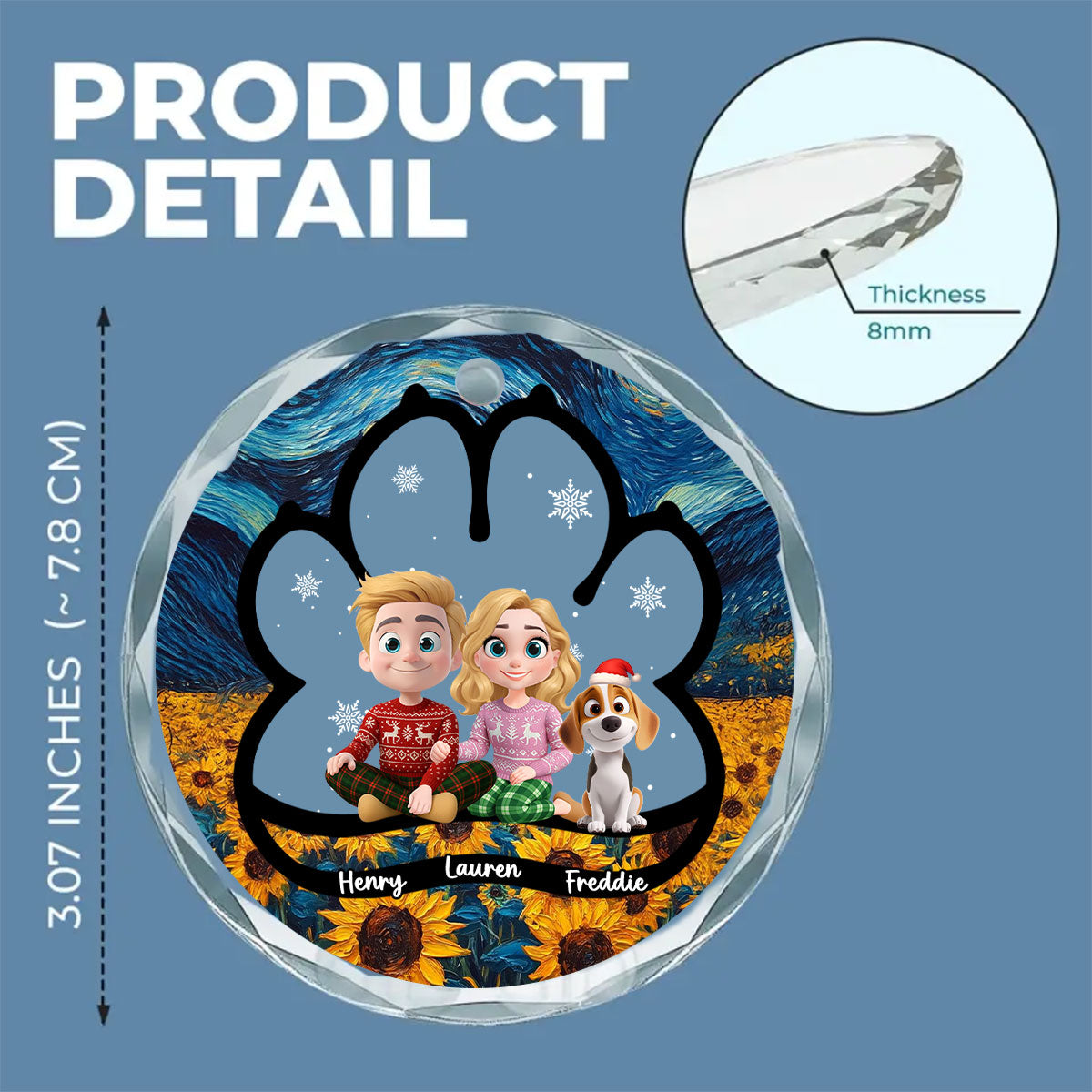 Custom Keepsake Christmas Ornament •  Here With Each Other - Personalized Glass Ornament