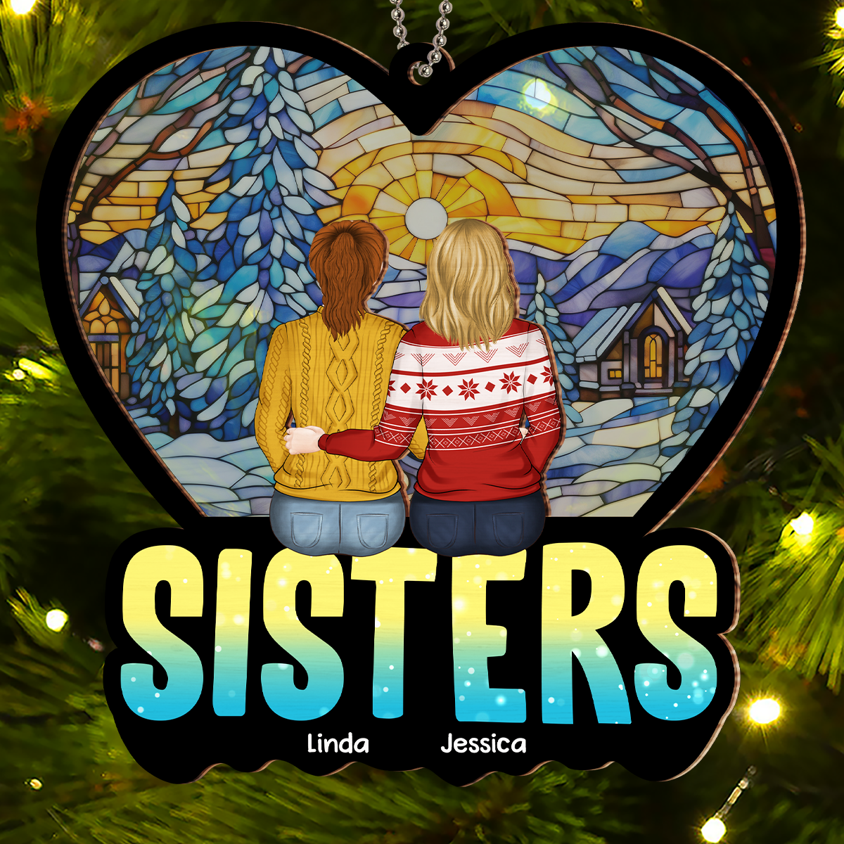 Custom Keepsake Christmas Ornament •  Siblings Together - Personalized Suncatcher Ornament