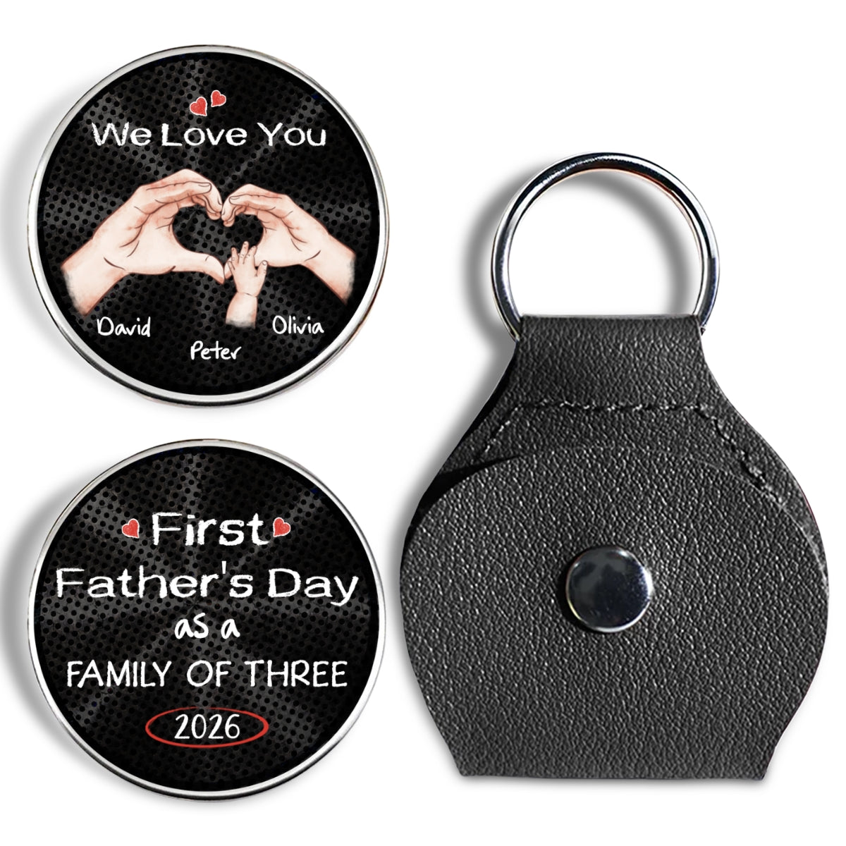 Custom Coin Keychain for Dad, Father's Day Birthday Keepsake • As A Family Of Three Fathers Day - Personalized Pocket Hug