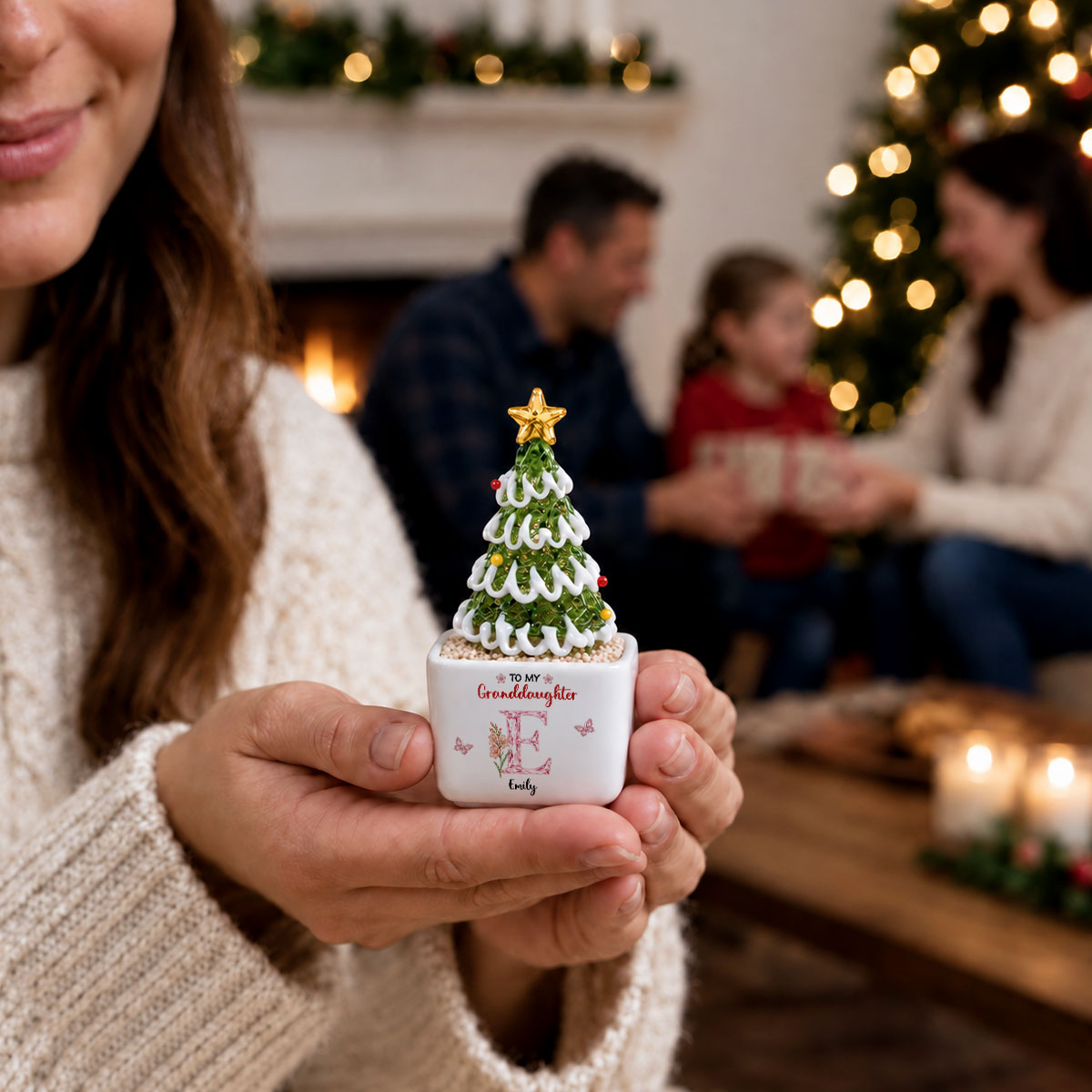 For My Granddaughter - Personalized Glass Christmas Tree
