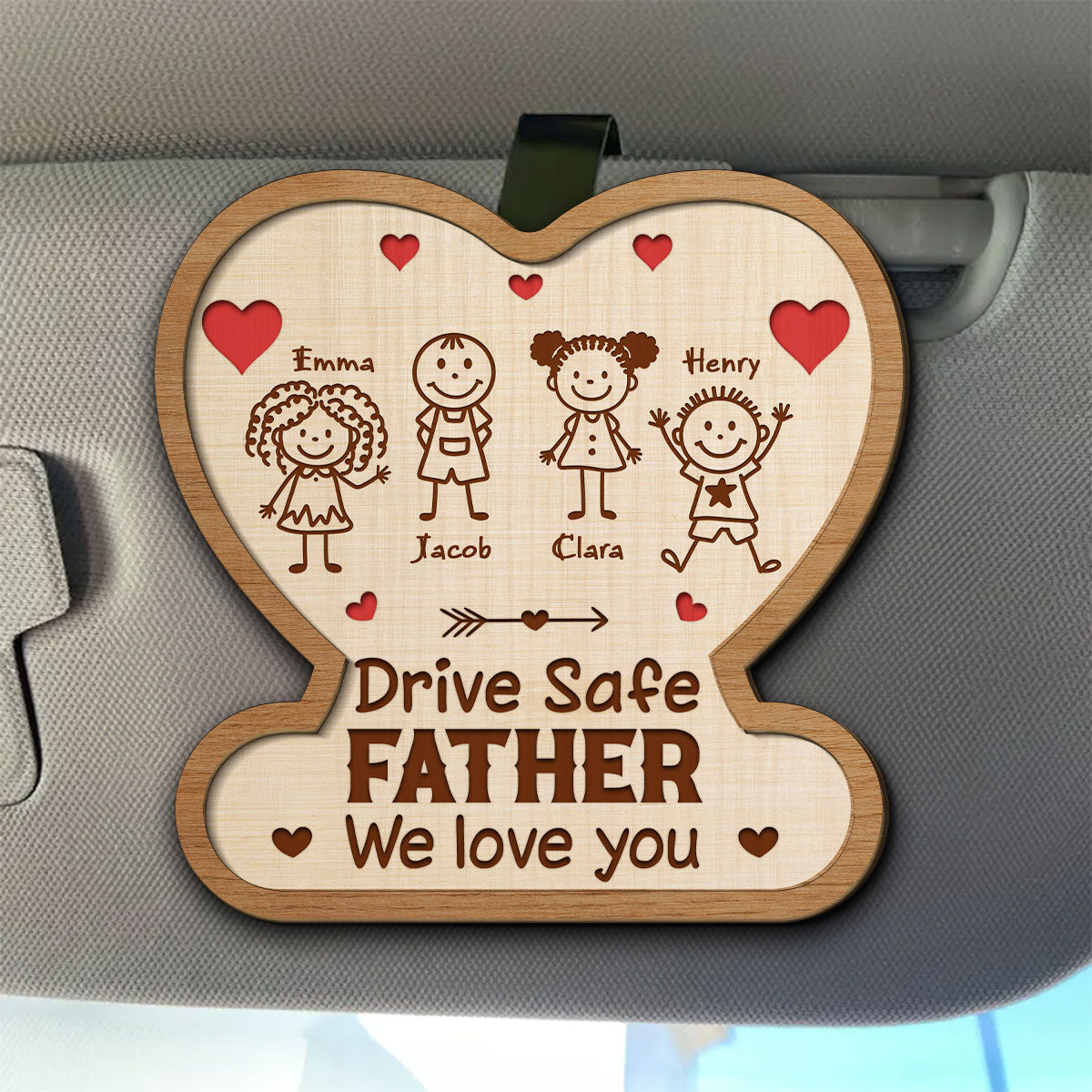 Drive Safe Daddy Reminder - Personalized Car Visor Clip