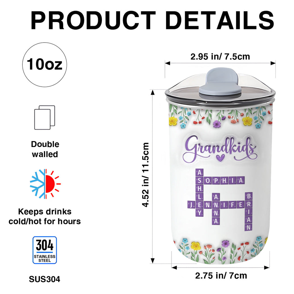 Custom Christmas Birthday Gifts For Grandma • Love My Grandkids Crossword - Personalized 10oz Tumbler