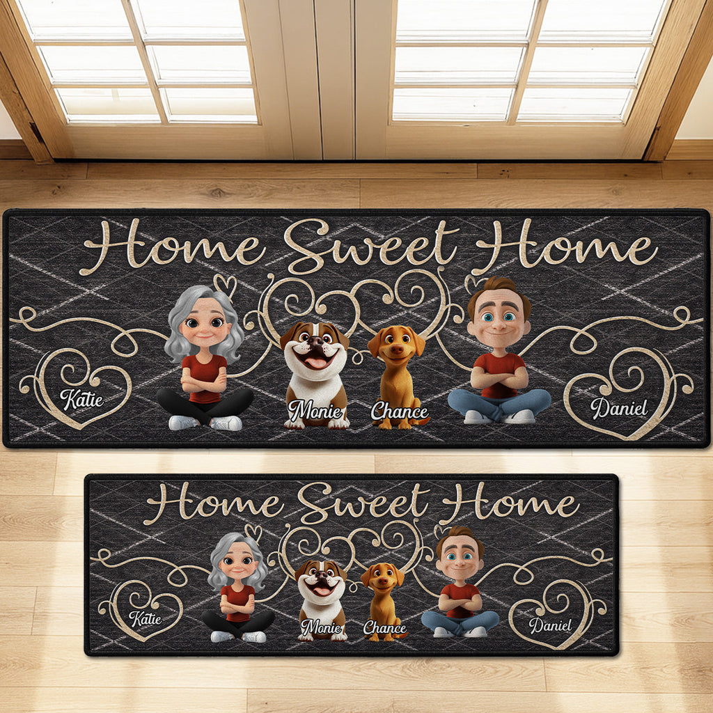 Custom Family Name Rug, Housewarming Birthday Gift For Family Members • Home Sweet Home - Personalized Runner Rug