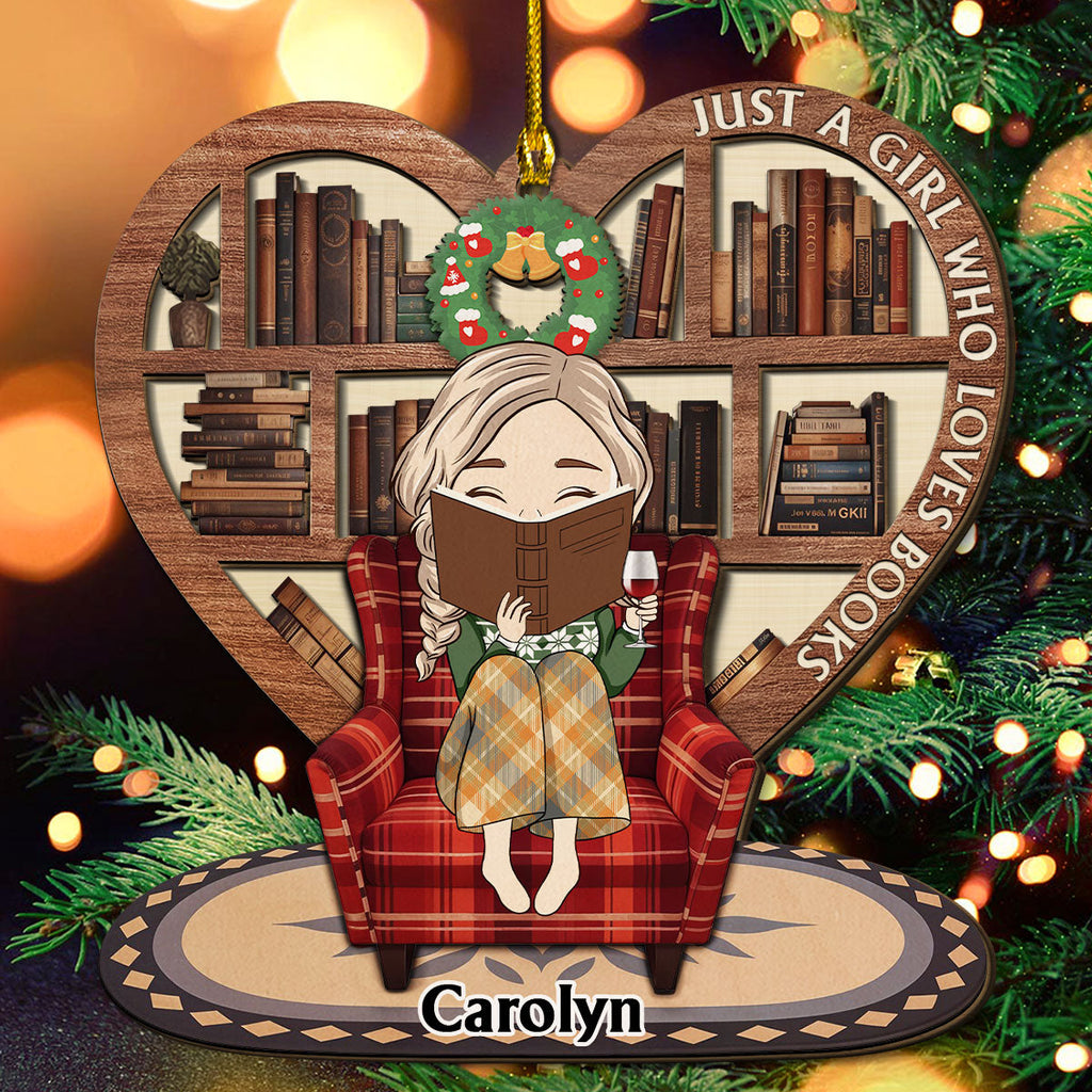 Custom Keepsake Christmas Ornament •  Snow Is Falling Books Are Calling - Personalized Freeshape 2-Layered Wood Ornament