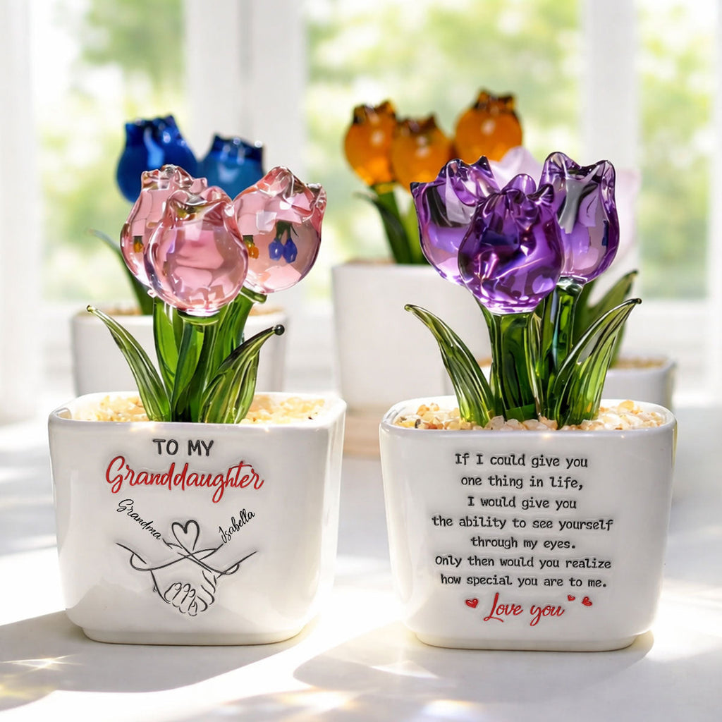 Custom Flower Keepsake, Glass Home Decor Gift for Daughter • How Special You Are To Me - Personalized 3D Inflated Effect Glass Everlasting Tulips
