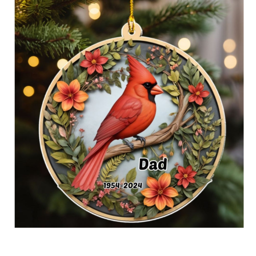 Custom Memorial Christmas Ornament, Sympathy Keepsake •  Cardinals Appear When Angels Are Near - Personalized Acrylic Ornament