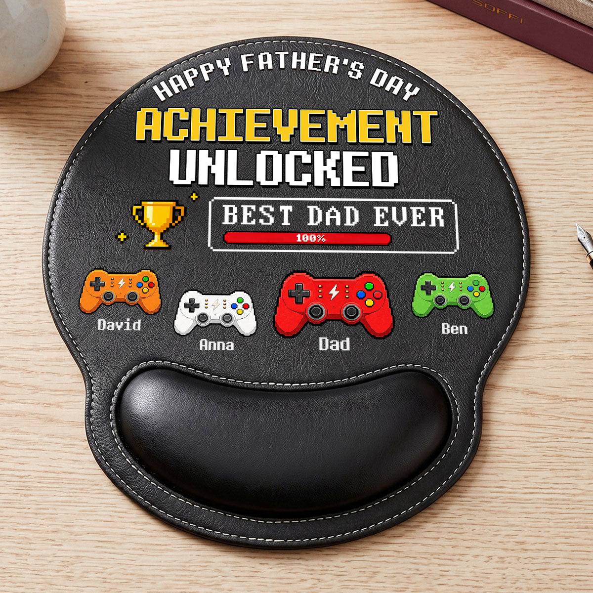 Achievement Unlocked - Personalized Leather Mouse Pad