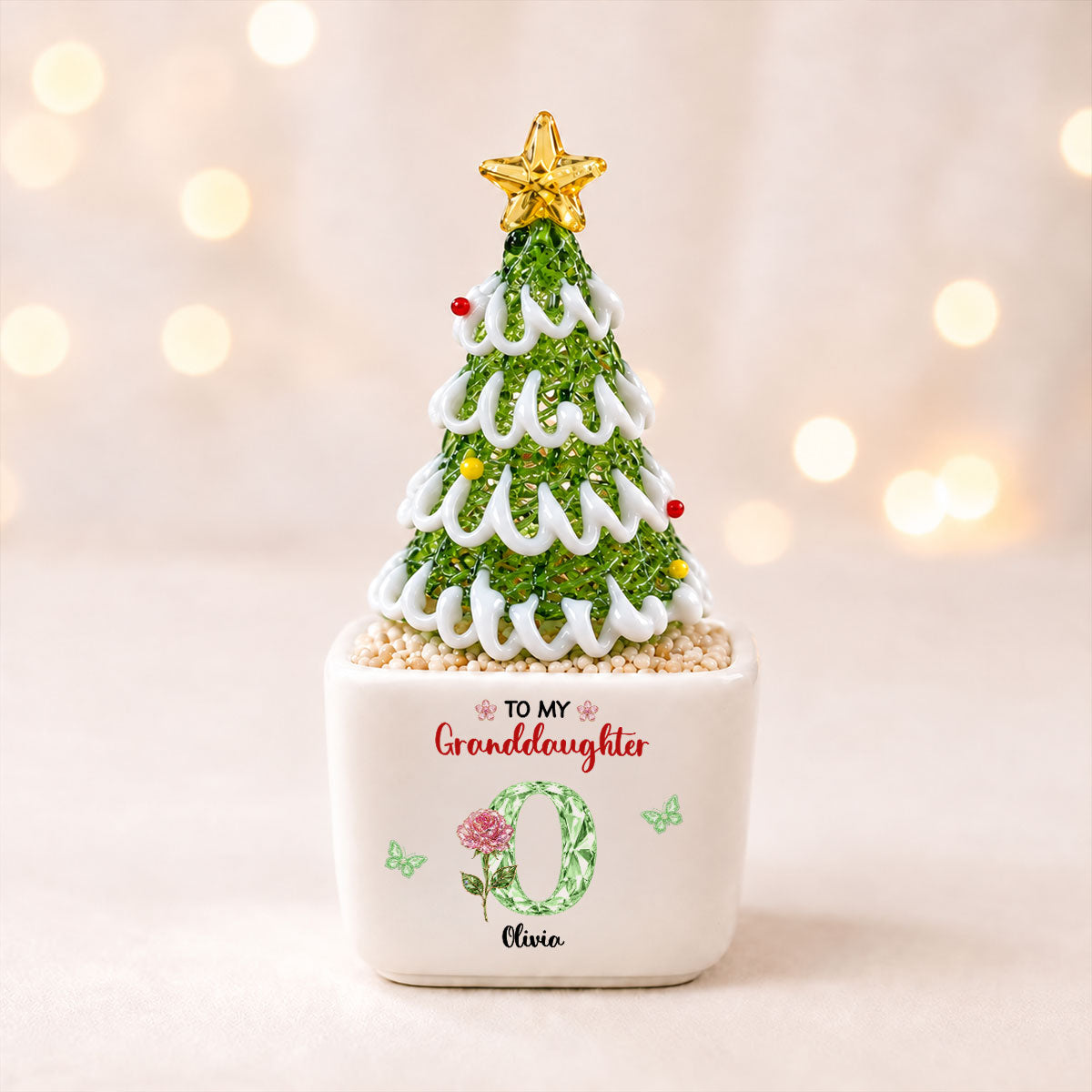 For My Granddaughter - Personalized Glass Christmas Tree