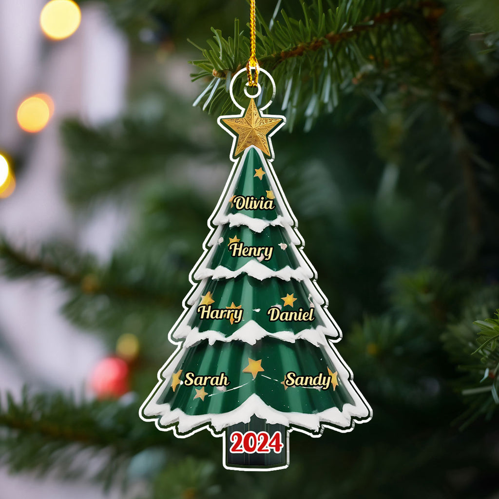 Custom Family Ornament, Christmas Gift for Family Members •  Family Pine Tree - Personalized Acrylic Ornament