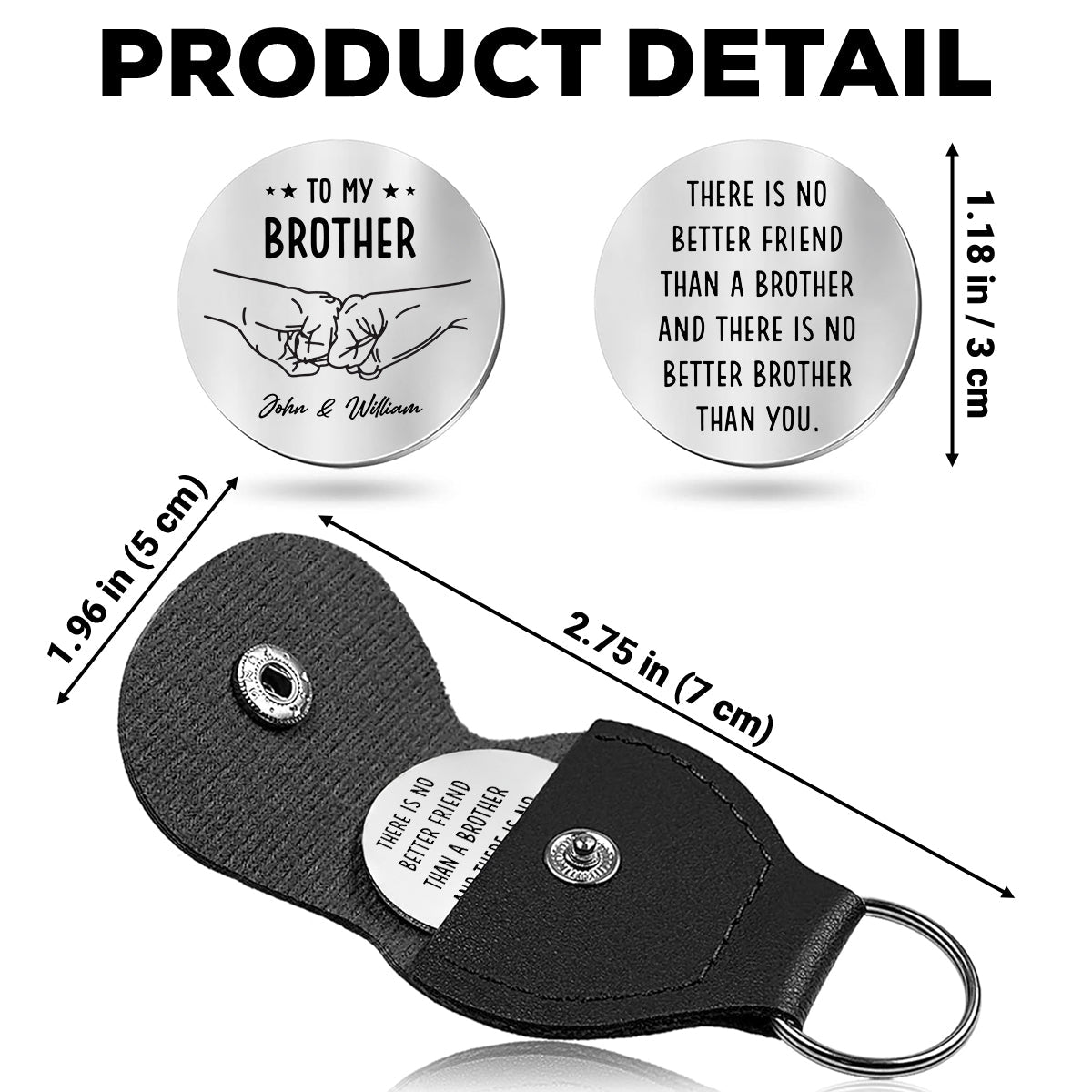 Custom Brother Coin Keychain, Birthday Gift for Family Members • No Better Brother Than You - Personalized Pocket Hug