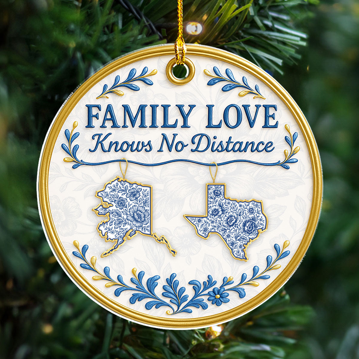 Custom Family Christmas Ornament for Long Distance Families •  No Distance - Personalized Acrylic Ornament