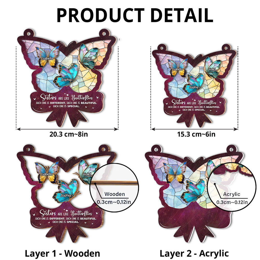 Custom Best Friend Hanging Decor, Friendship Birthday Gifts • Butterflies - Personalized Suncatcher