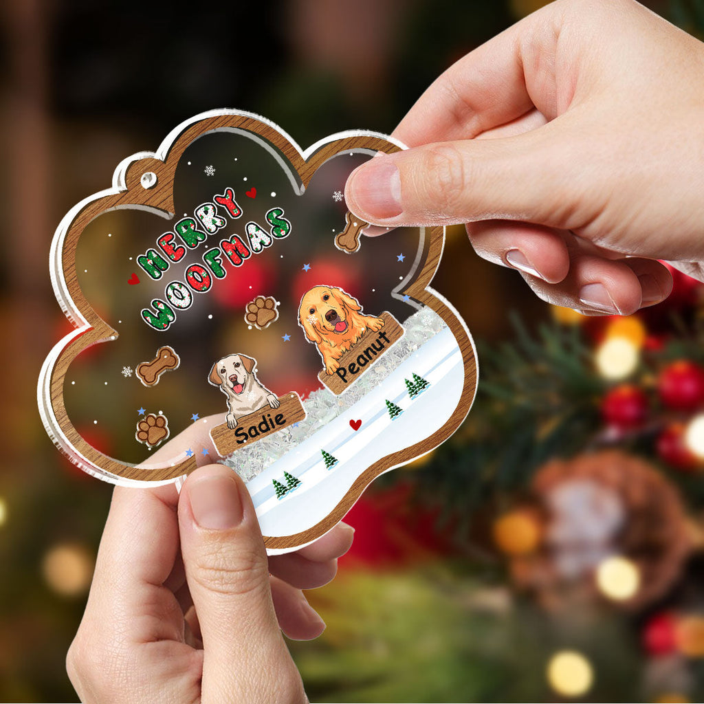 Custom Keepsake Christmas Ornament •  Woofmas Winter - Personalized Acrylic Shaker Ornament