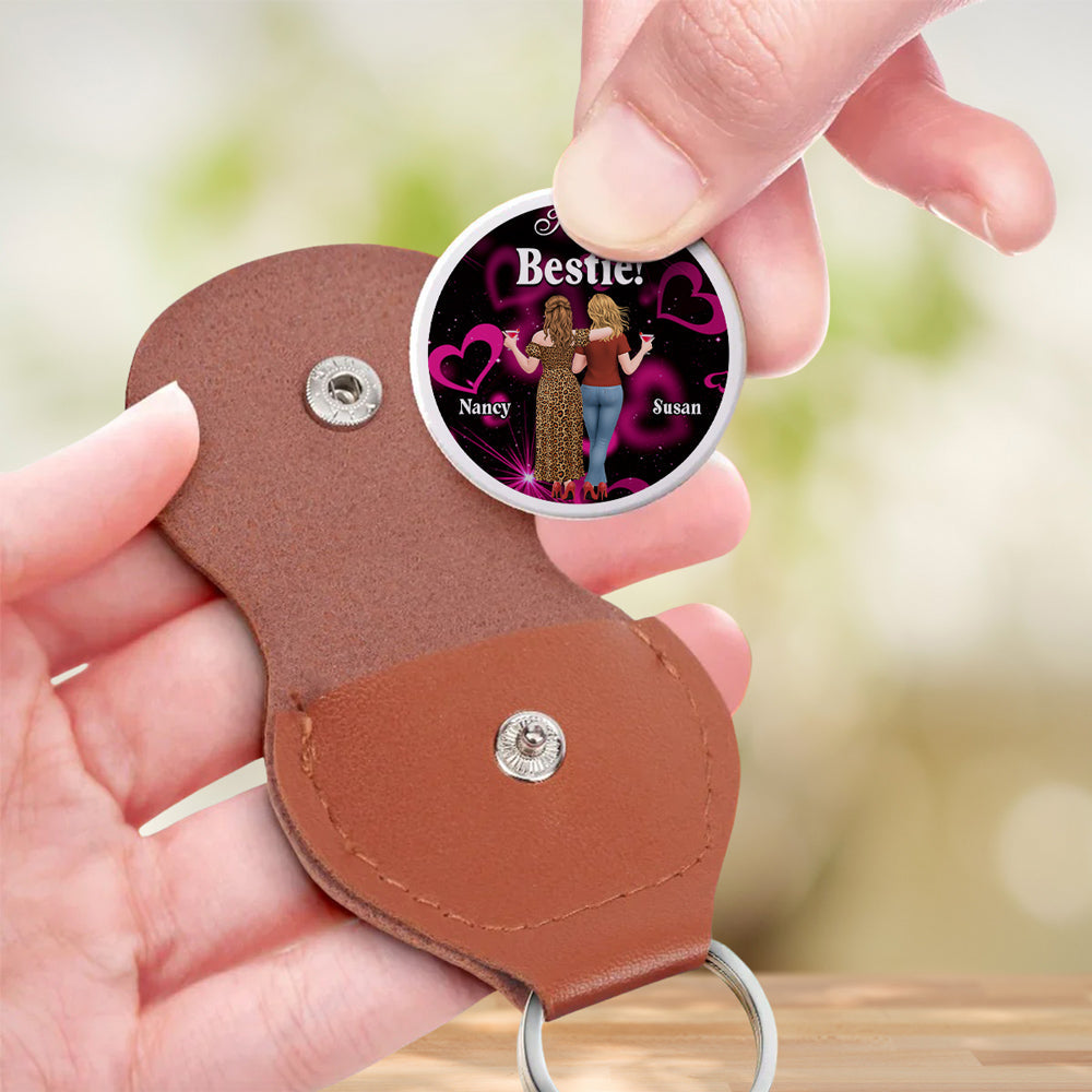 Custom Besties Coin Keychain, Friendship Birthday Gifts • No Matter What Happens - Personalized Pocket Hug